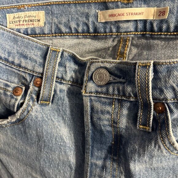 Levi's Premium Jeans Women's 28 Ribcage Straight Ankle High Rise Button Fly Blue - Picture 16 of 16